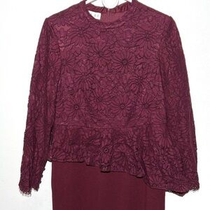 INAYAH Peplum Lace Gown Maroon Modest